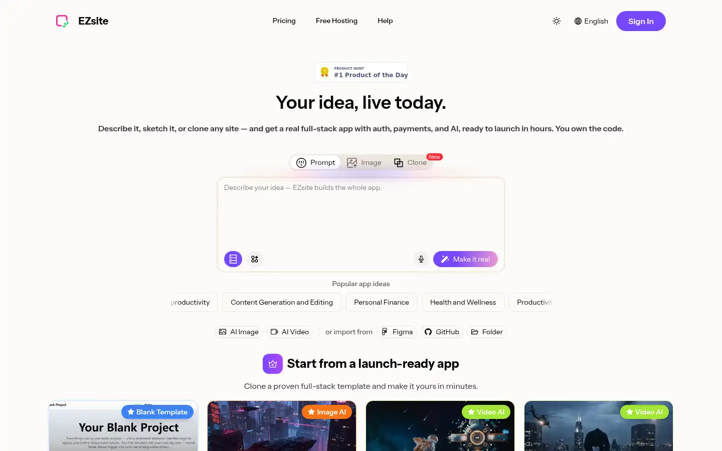 Screenshot of ezsite.ai