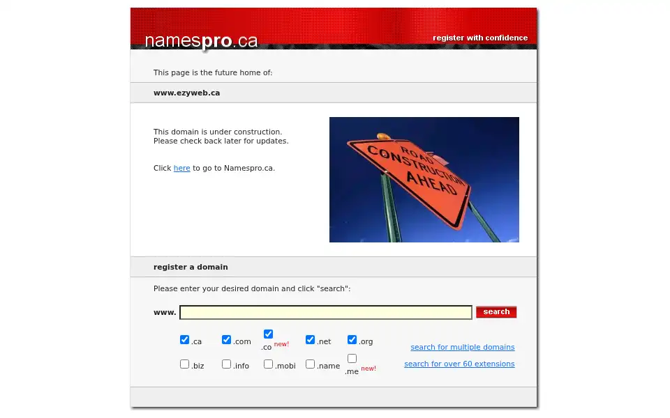 Screenshot of ezyweb.ca
