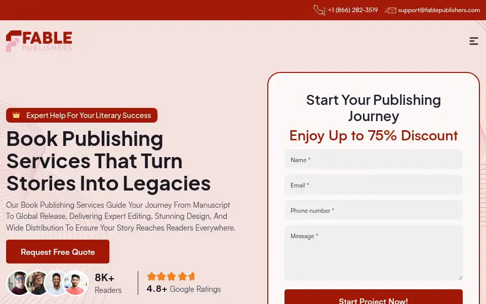 Screenshot of fablepublishers.com