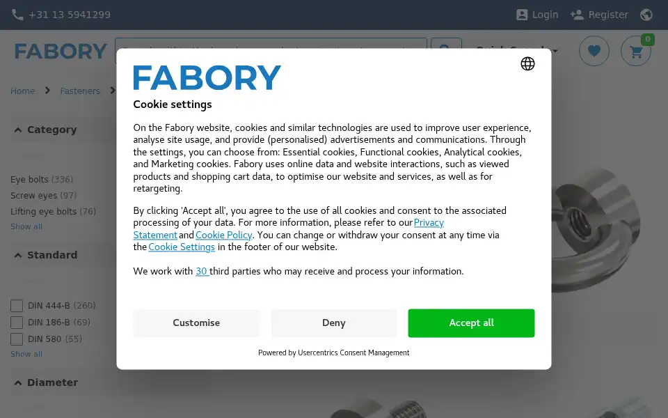 Screenshot of fabory.com