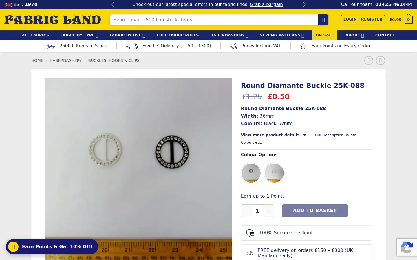 Screenshot of fabricland.co.uk