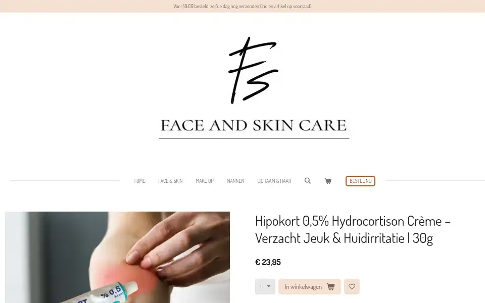 Screenshot of faceandskincare.nl