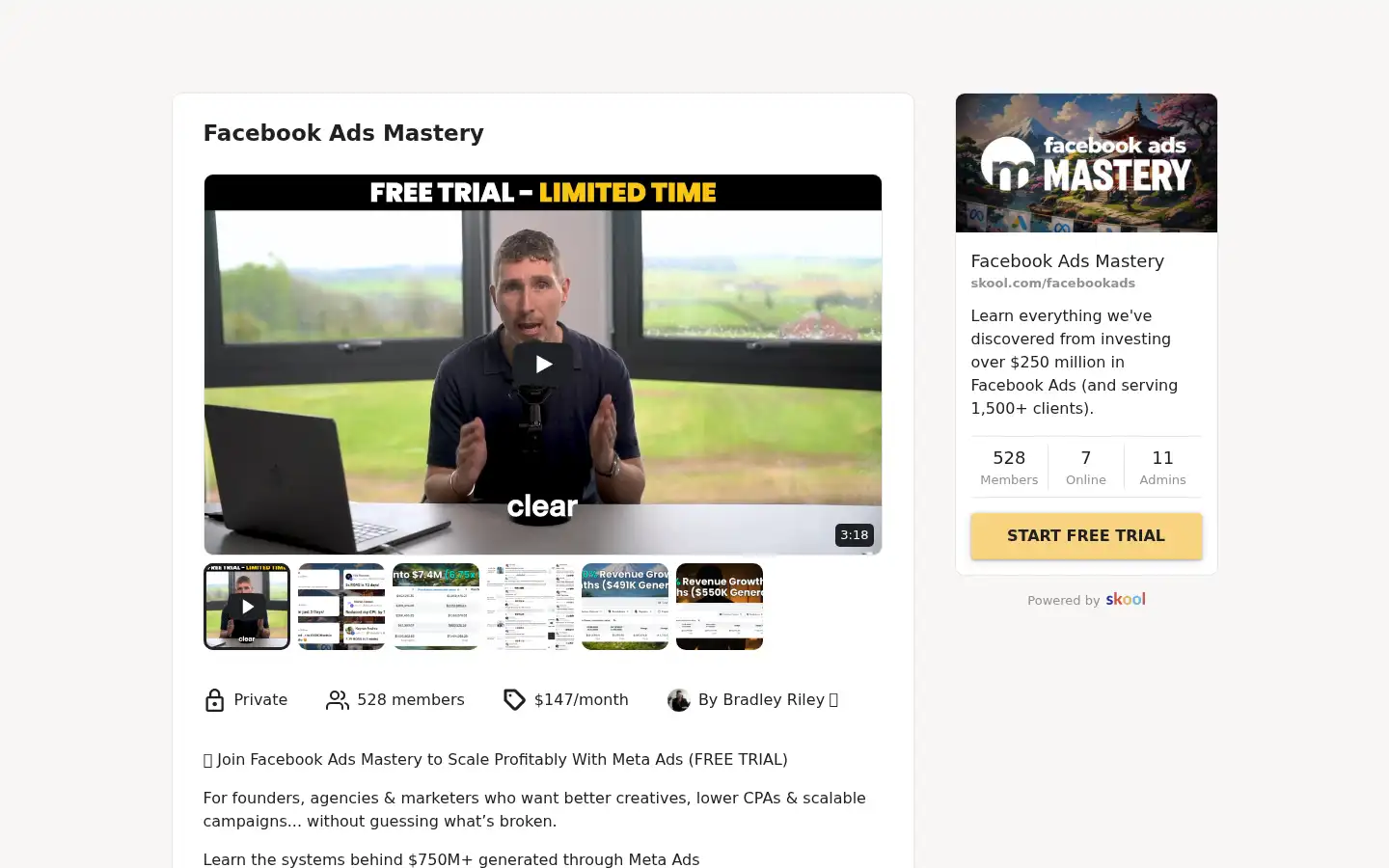 Screenshot of facebookadsmastery.io