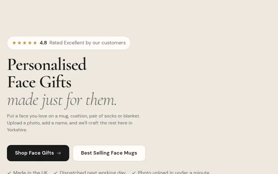 Screenshot of facegift.co.uk