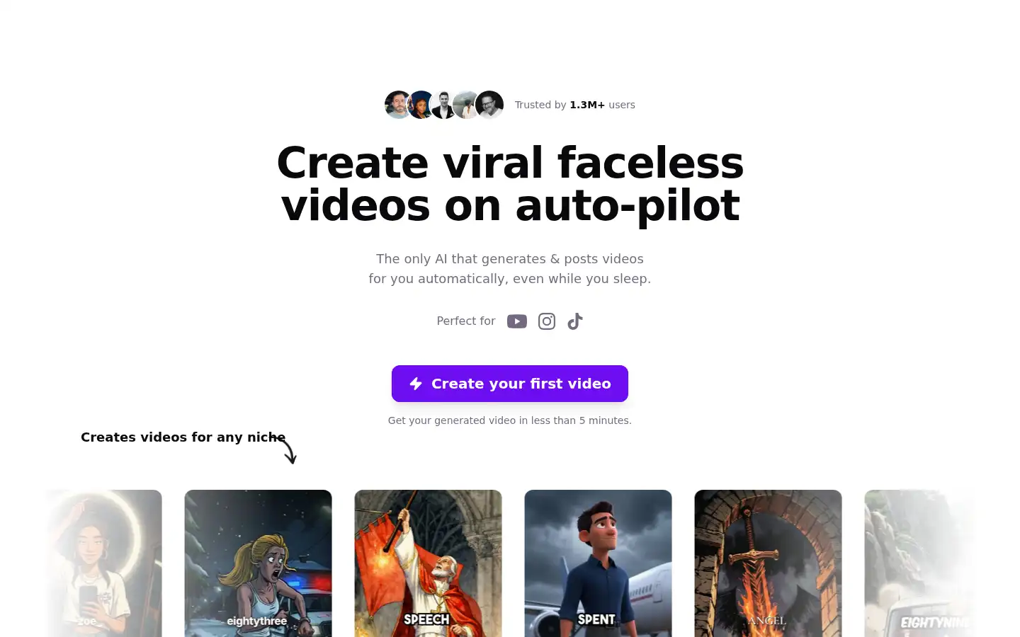 Screenshot of facelessreels.com