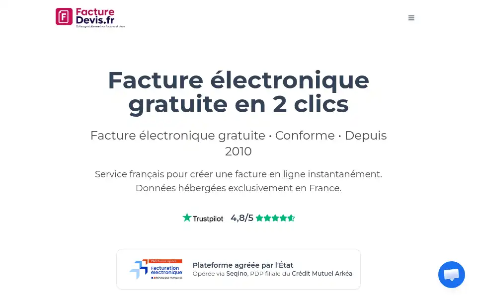 Screenshot of facturedevis.fr