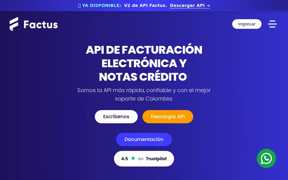 Screenshot of factus.com.co