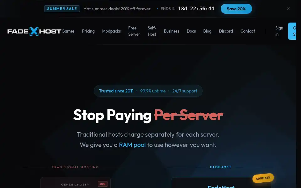 Screenshot of fadehost.com