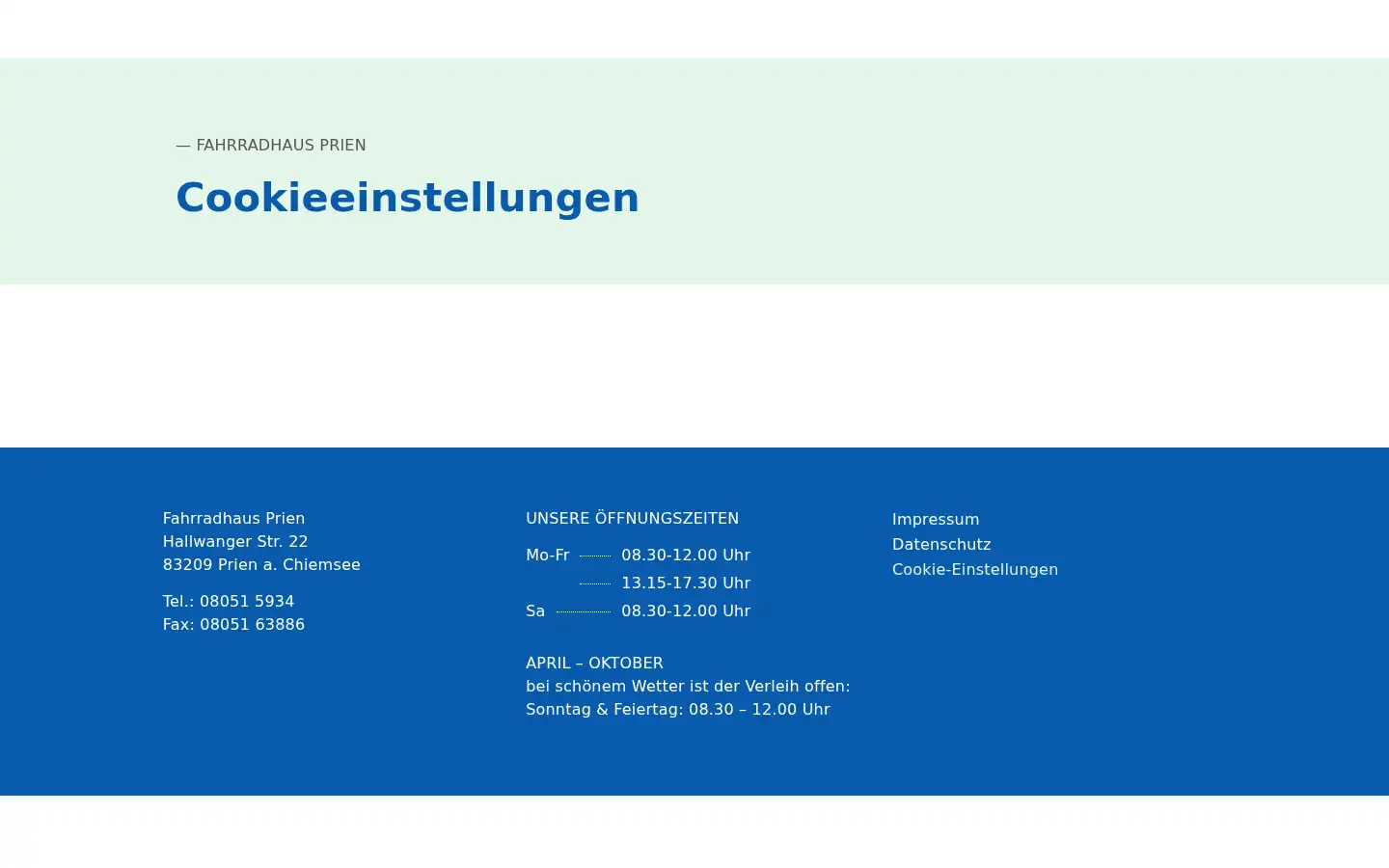 Screenshot of fahrradhaus-prien.de