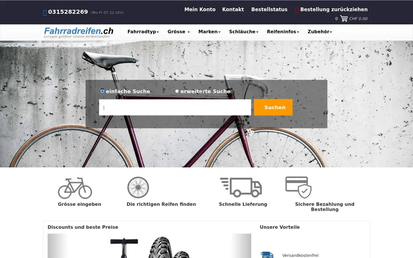 Screenshot of fahrradreifen.ch