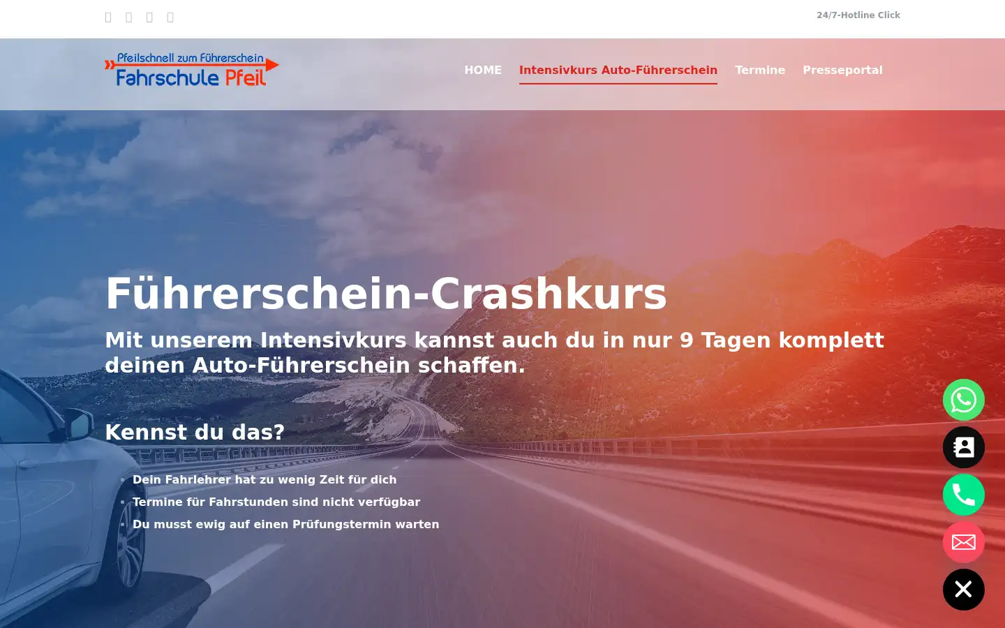 Screenshot of fahrschule-pfeil.com