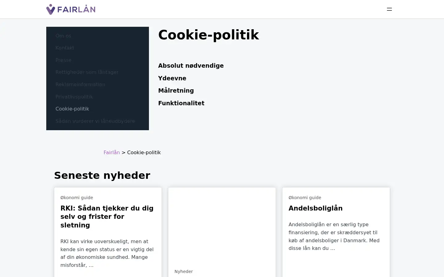 Screenshot of fair-laan.dk