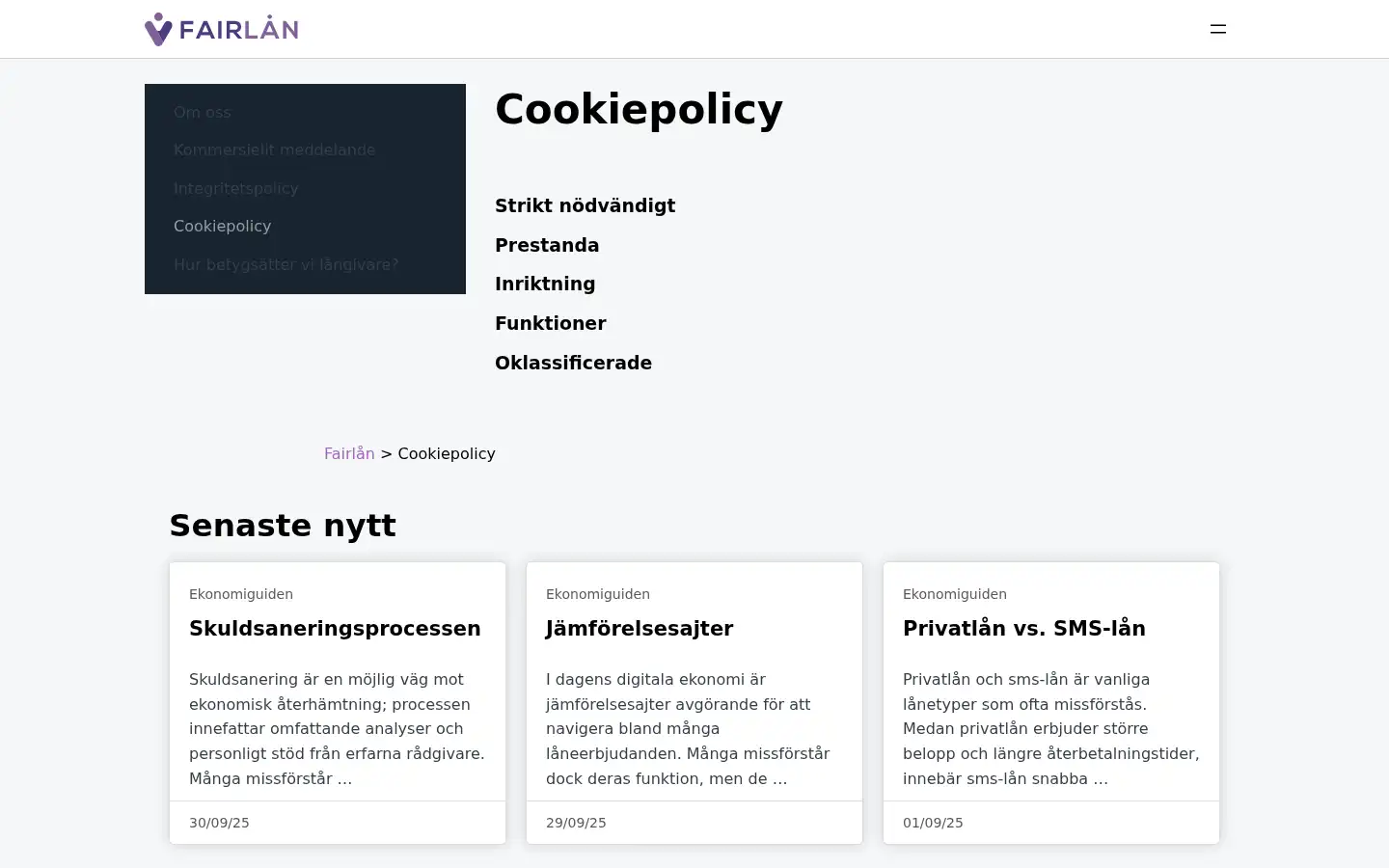 Screenshot of fair-laan.se