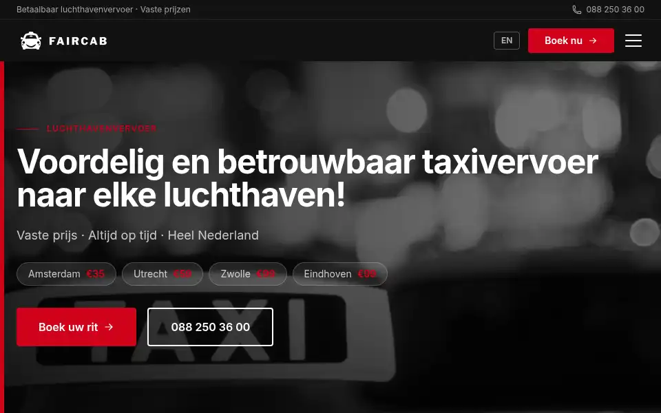 Screenshot of faircab.nl