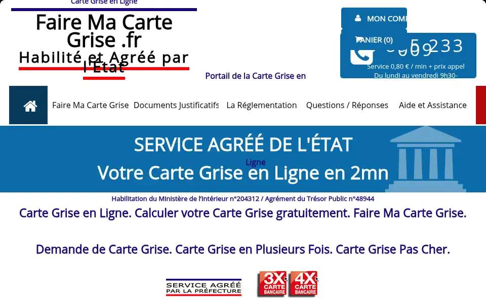 Screenshot of fairemacartegrise.fr