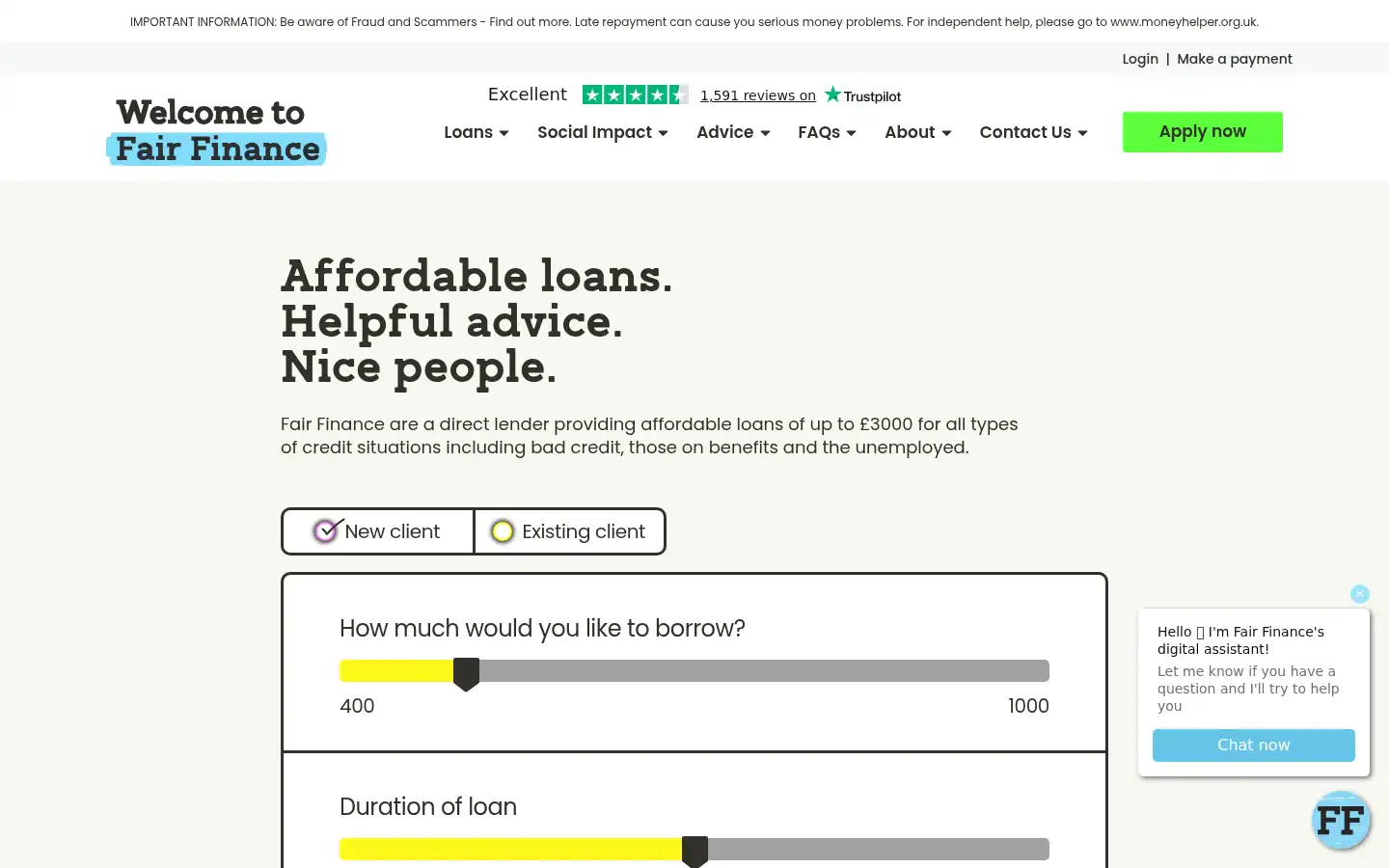 Screenshot of fairfinance.org.uk