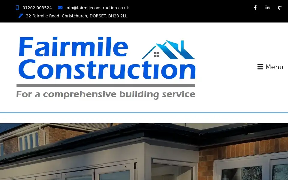 Screenshot of fairmileconstruction.co.uk