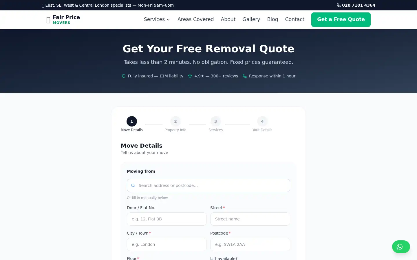 Screenshot of fairpricemovers.co.uk