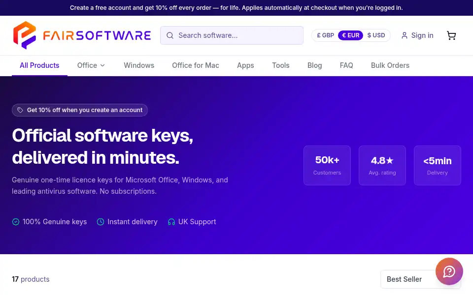 Screenshot of fairsoftware.co.uk