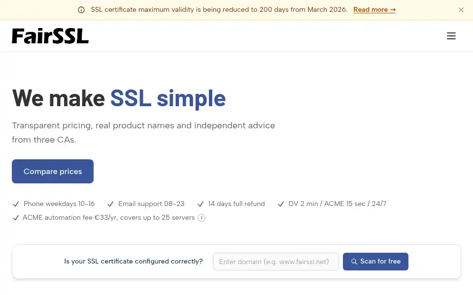 Screenshot of fairssl.dk