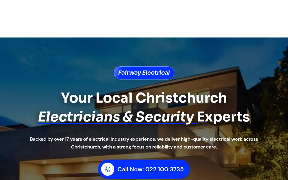 Screenshot of fairwayelectrical.co.nz
