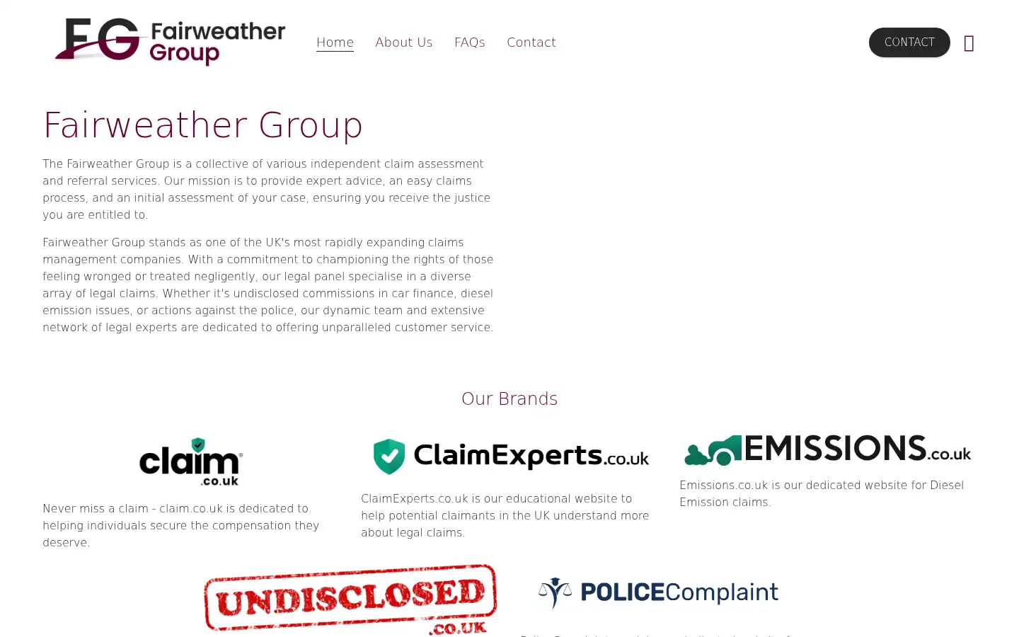 Screenshot of fairweatherclaims.co.uk