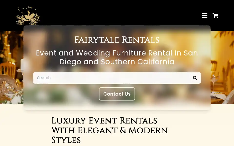 Screenshot of fairytaleeventrentals.com