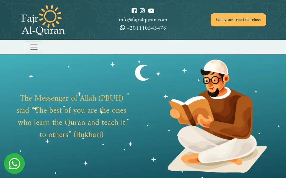 Screenshot of fajralquran.com