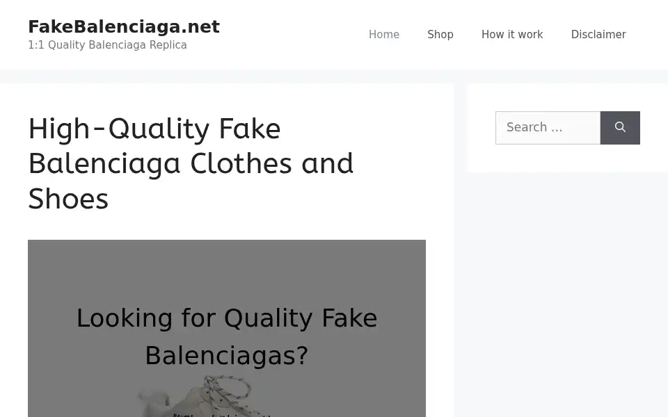 Screenshot of fakebalenciaga.net
