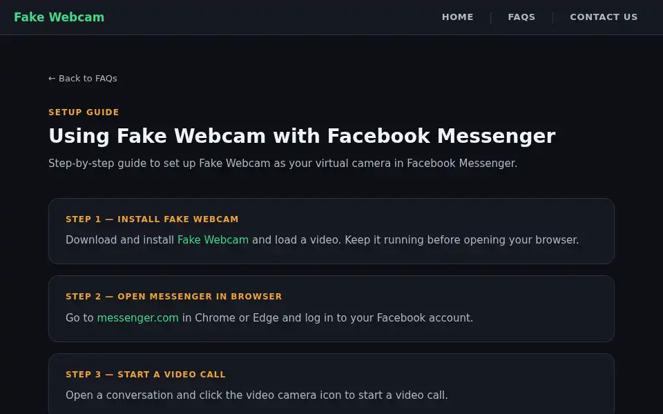 Screenshot of fakewebcam.com