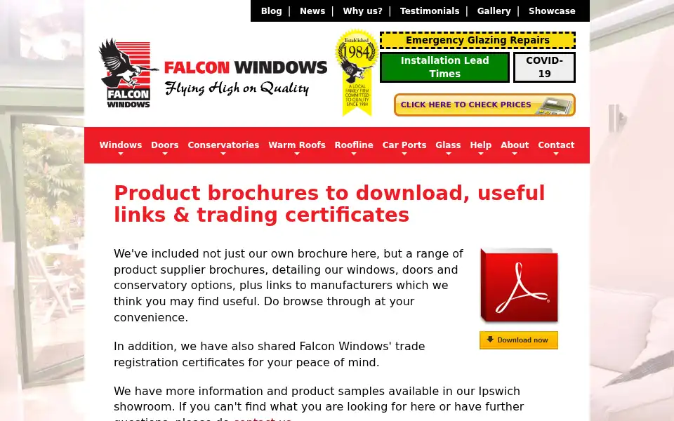 Screenshot of falconwindows.net