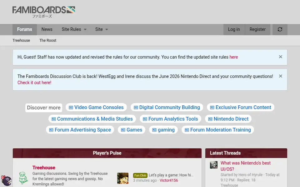 Screenshot of famiboards.com