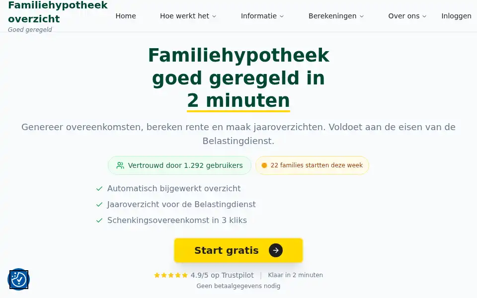 Screenshot of familiehypotheekoverzicht.nl