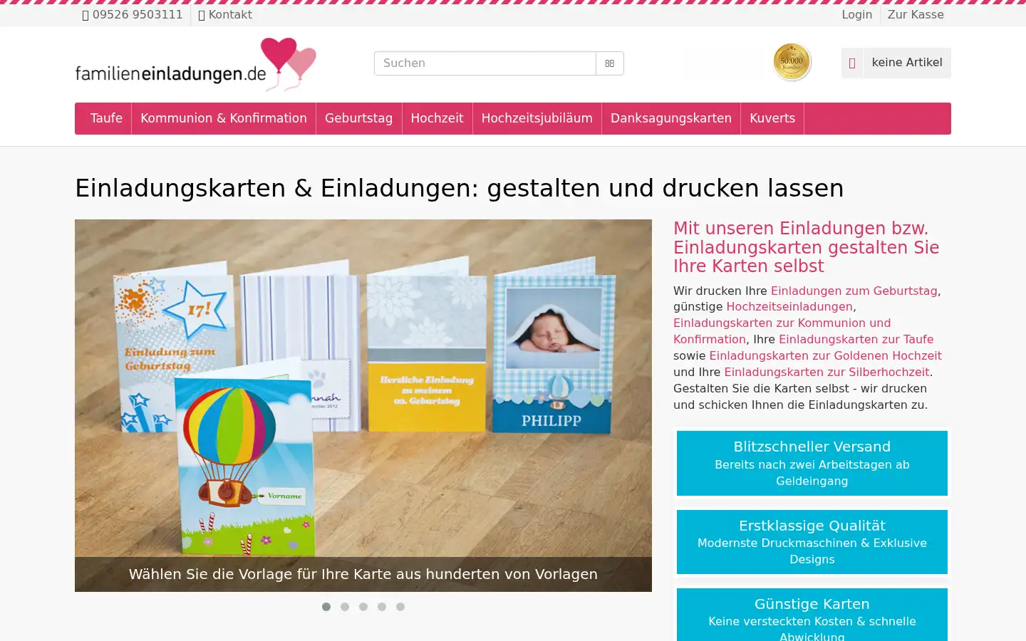 Screenshot of familieneinladungen.de
