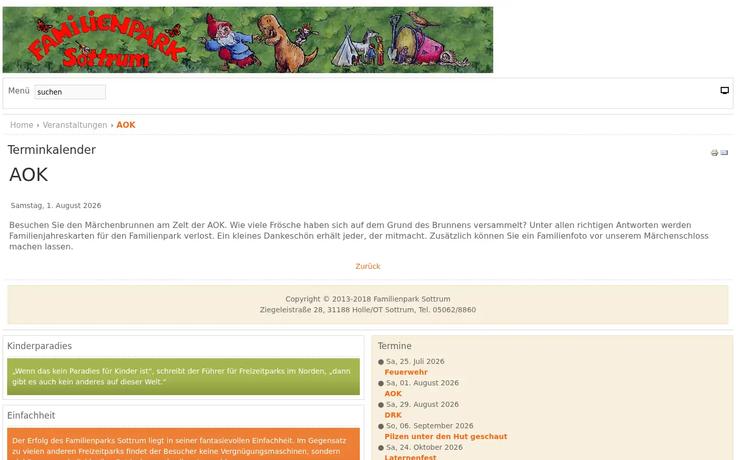 Screenshot of familienparksottrum.de