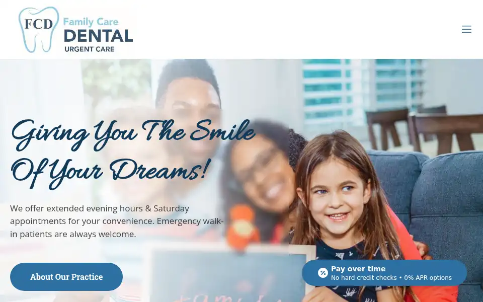 Screenshot of familycaredentalbirmingham.com