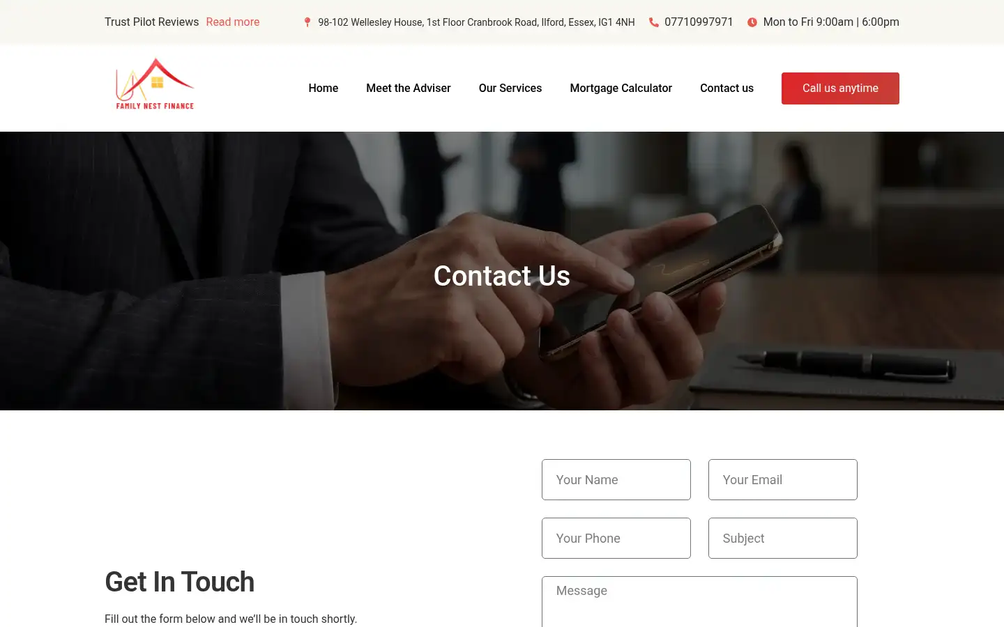 Screenshot of familynestfinance.co.uk