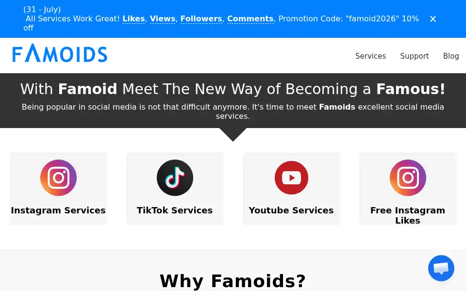 Screenshot of famoids.com