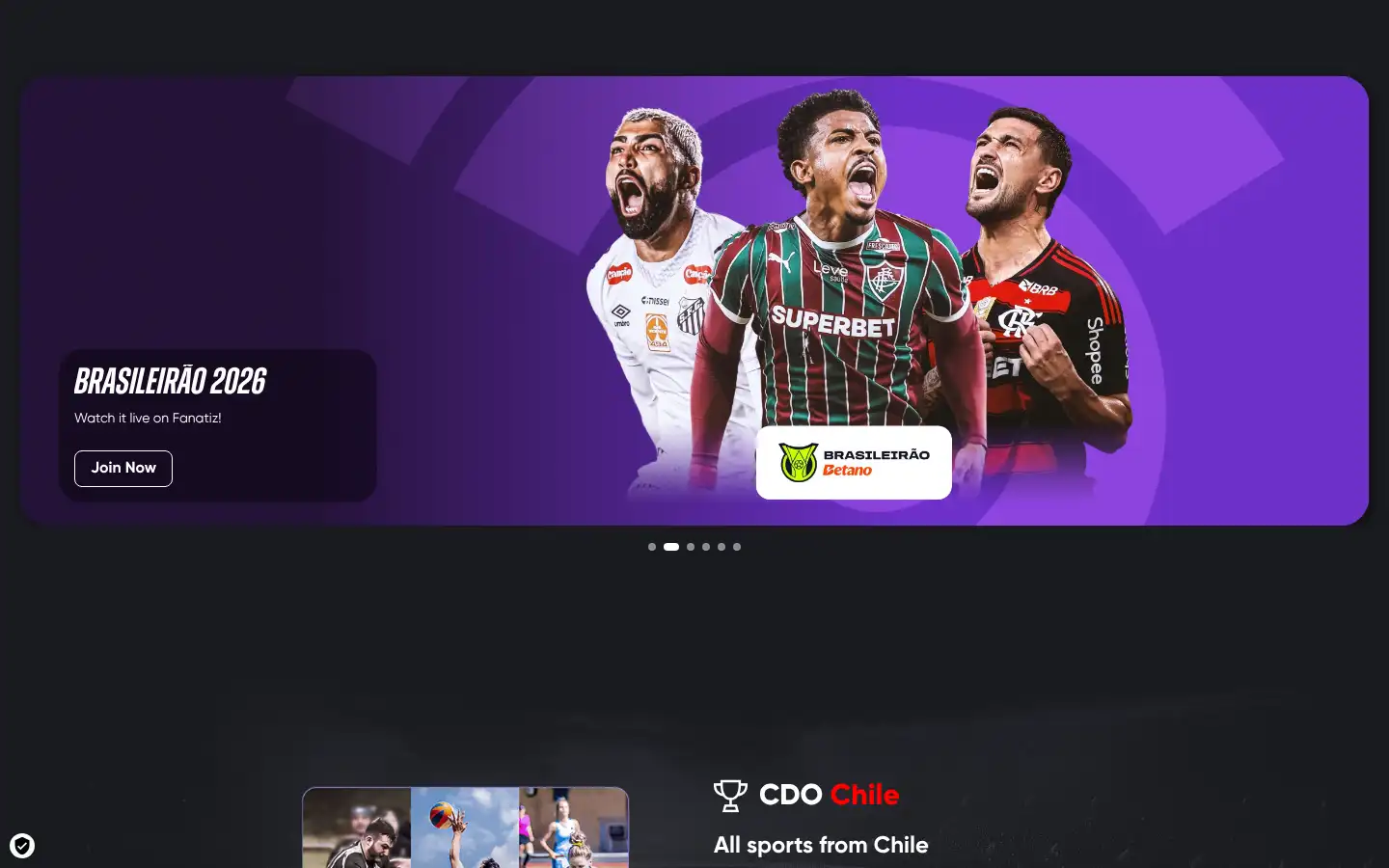 Screenshot of fanatiz.com