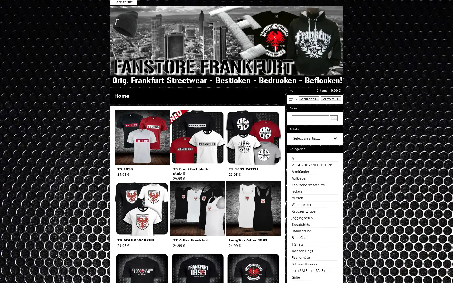 Screenshot of fanhouse.bigcartel.com