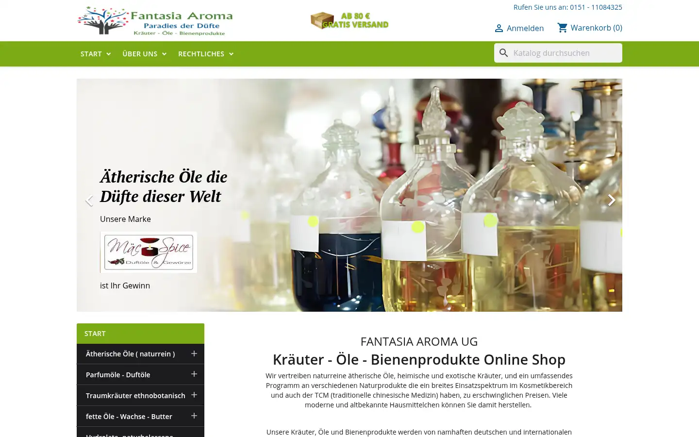 Screenshot of fantasia-aroma.de