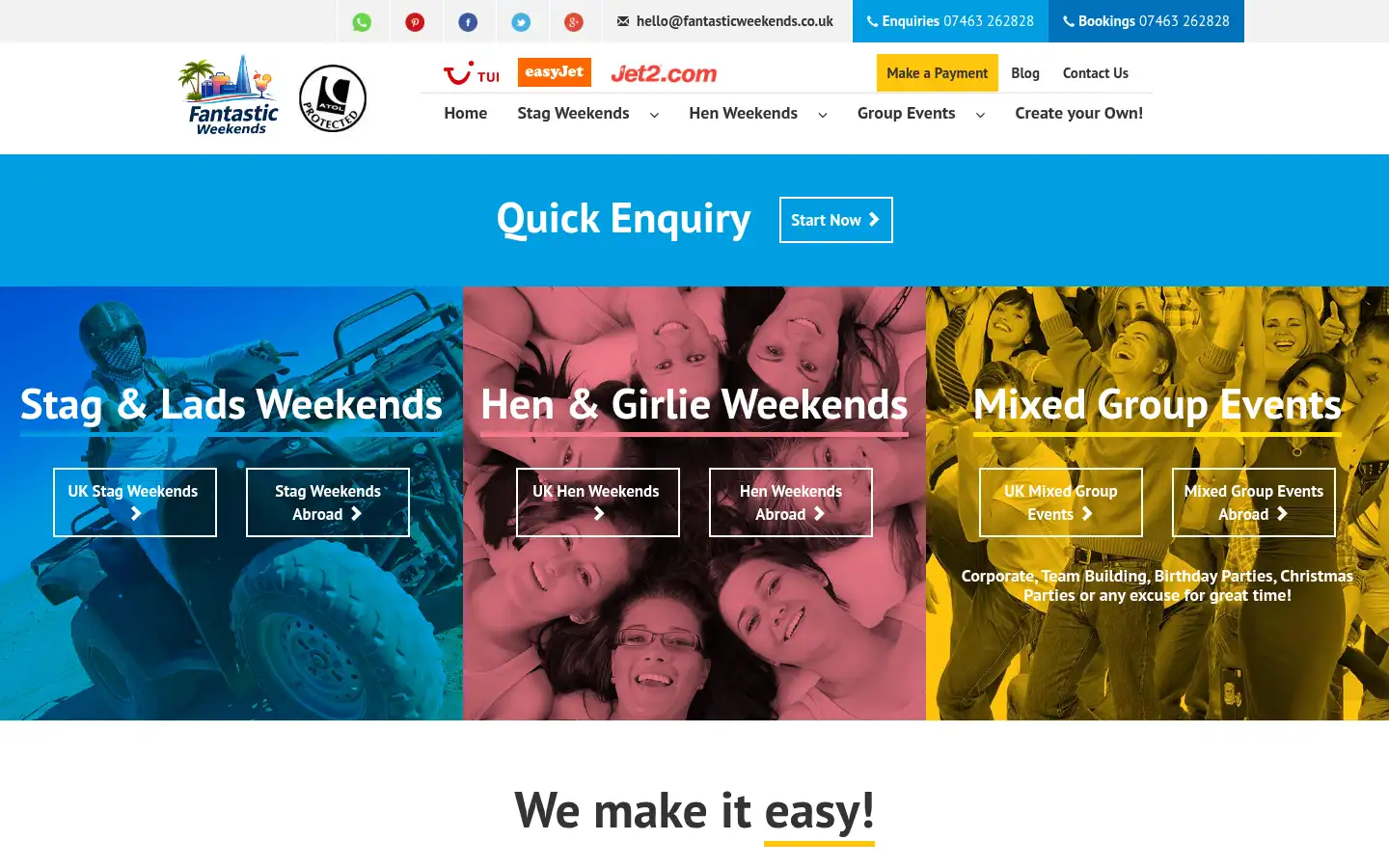 Screenshot of fantasticweekends.co.uk