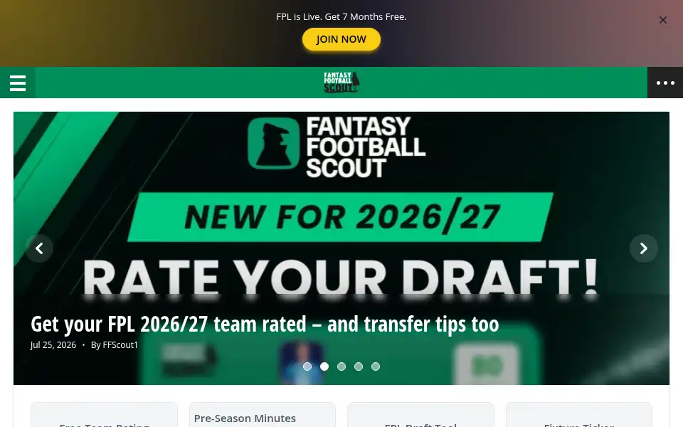 Screenshot of fantasyfootballscout.co.uk