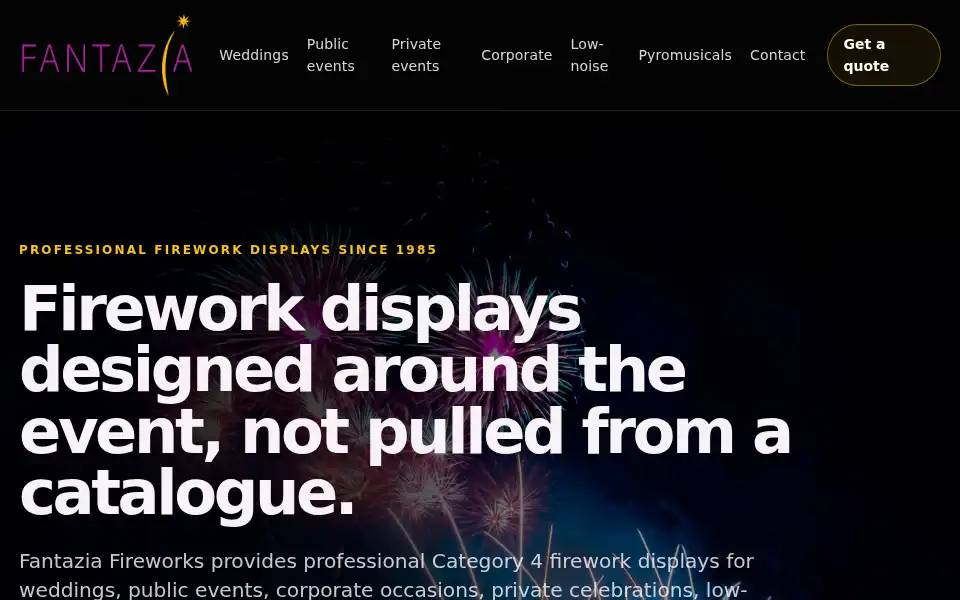 Screenshot of fantaziafireworks.co.uk