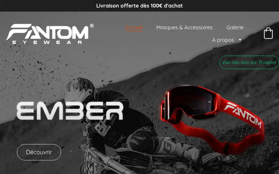 Screenshot of fantom-eyewear.com