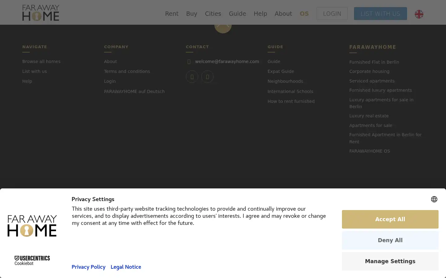 Screenshot of farawayhome.com