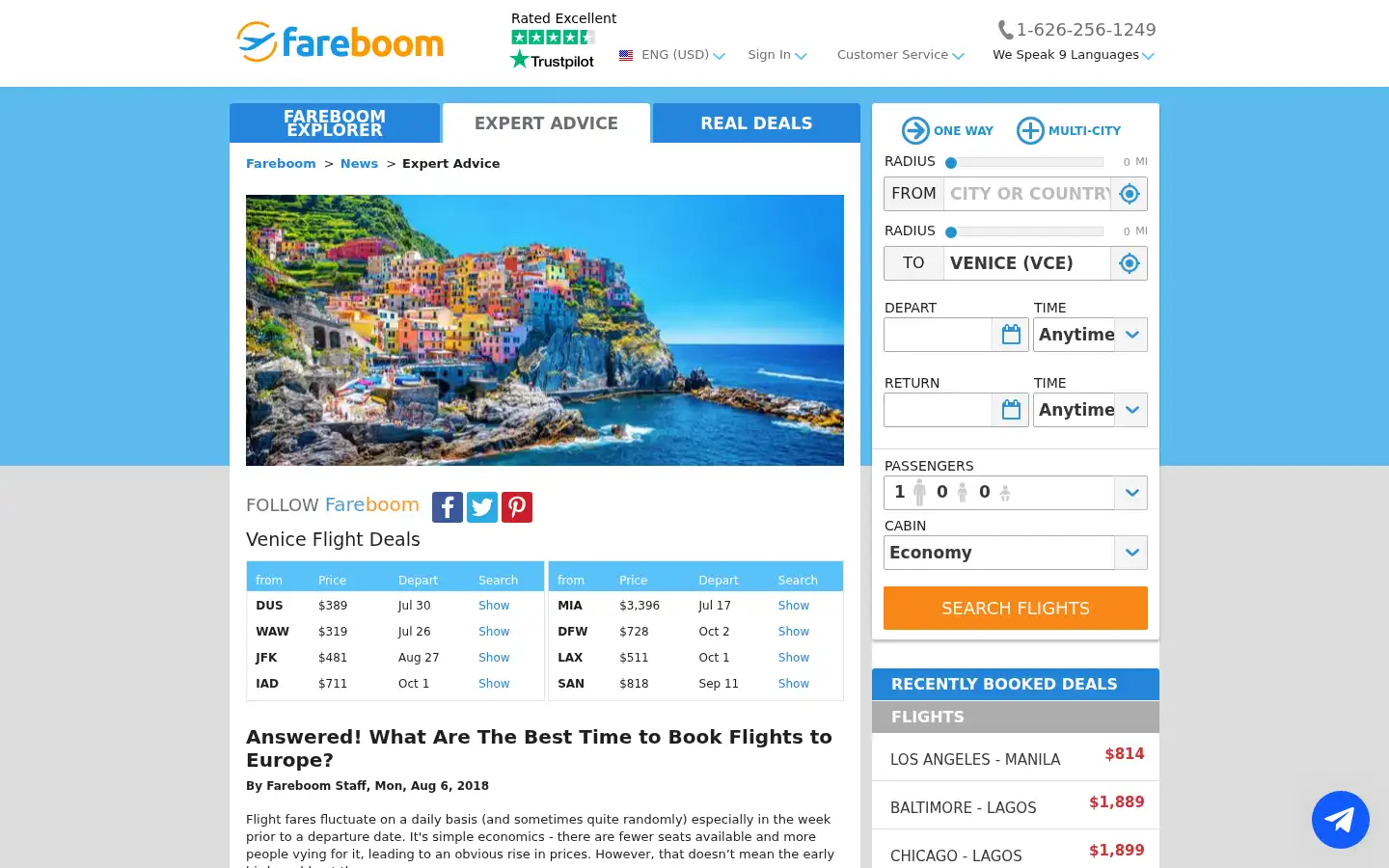 Screenshot of fareboom.com