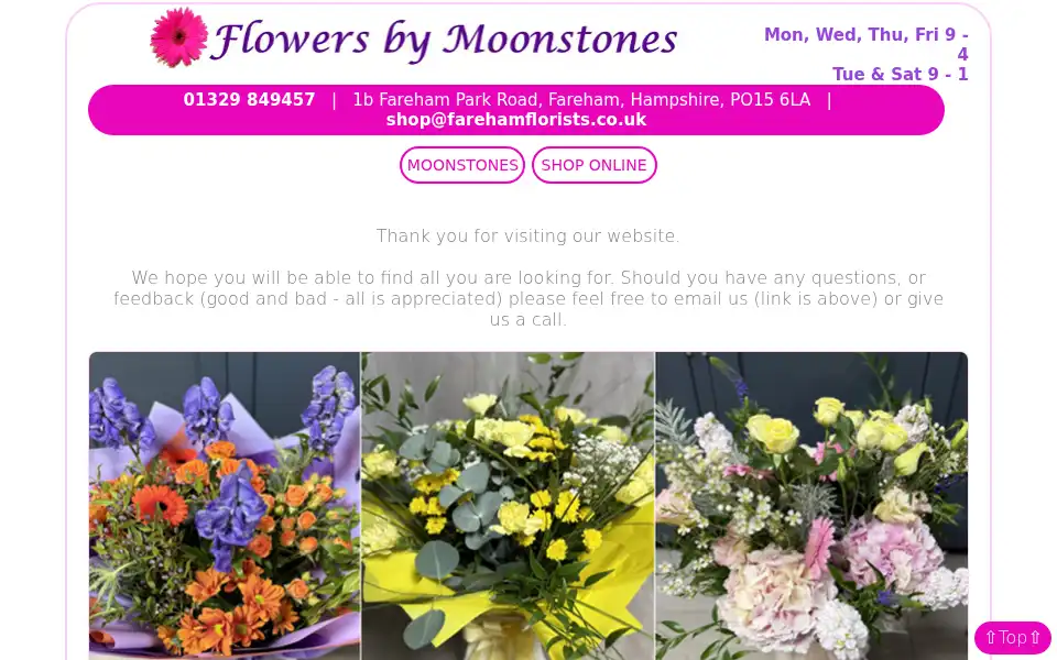 Screenshot of farehamflorists.co.uk