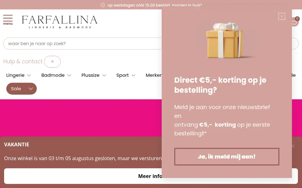Screenshot of farfallina.nl