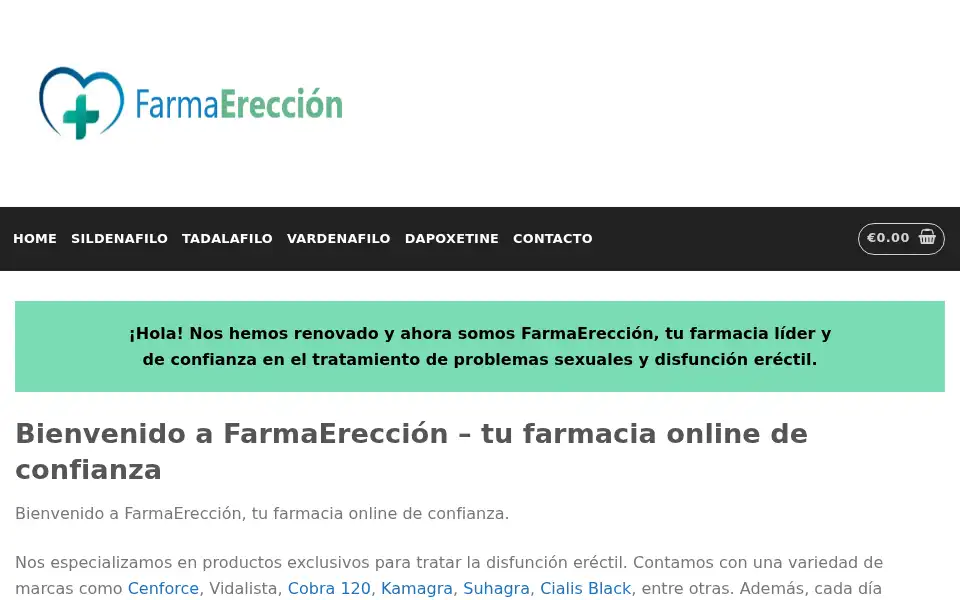 Screenshot of farmaereccion.org
